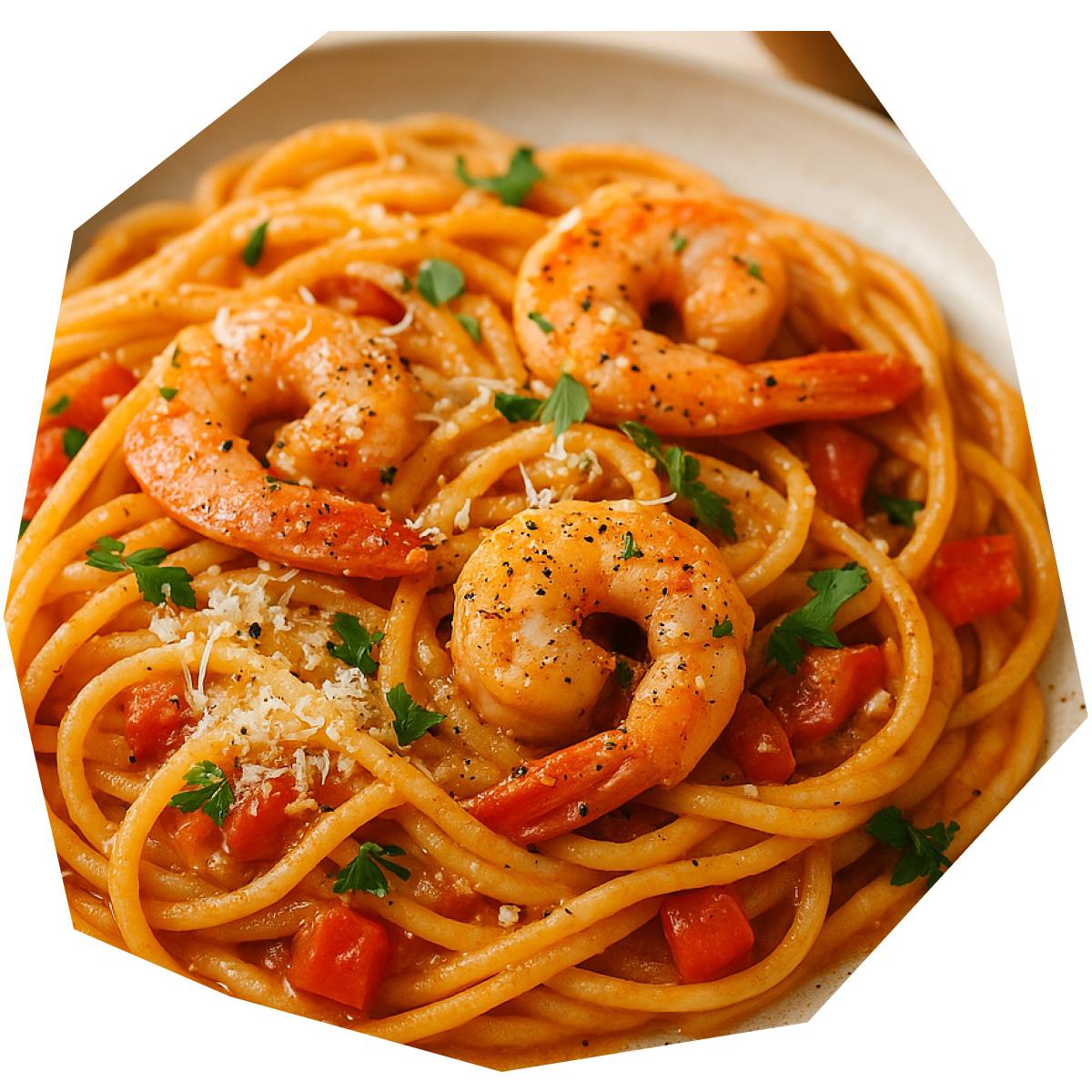 Pikante Pasta mit Garnelen